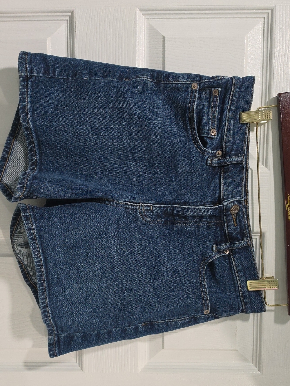 Calvin Klein Jeans Dark Blue Denim Shorts with Gold Stitching